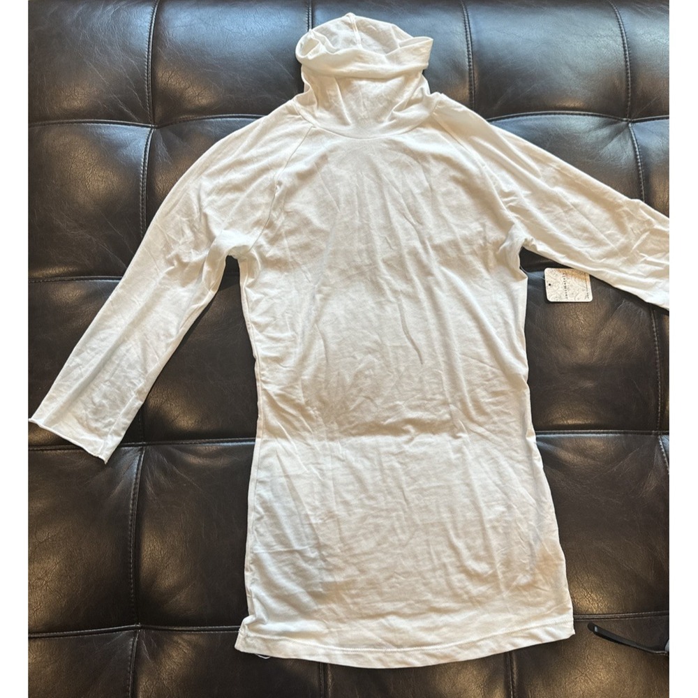 Free People Women Sze Small Modern Turtleneck Shirt Optic White 3/4 Basic Layer - Picture 4 of 13